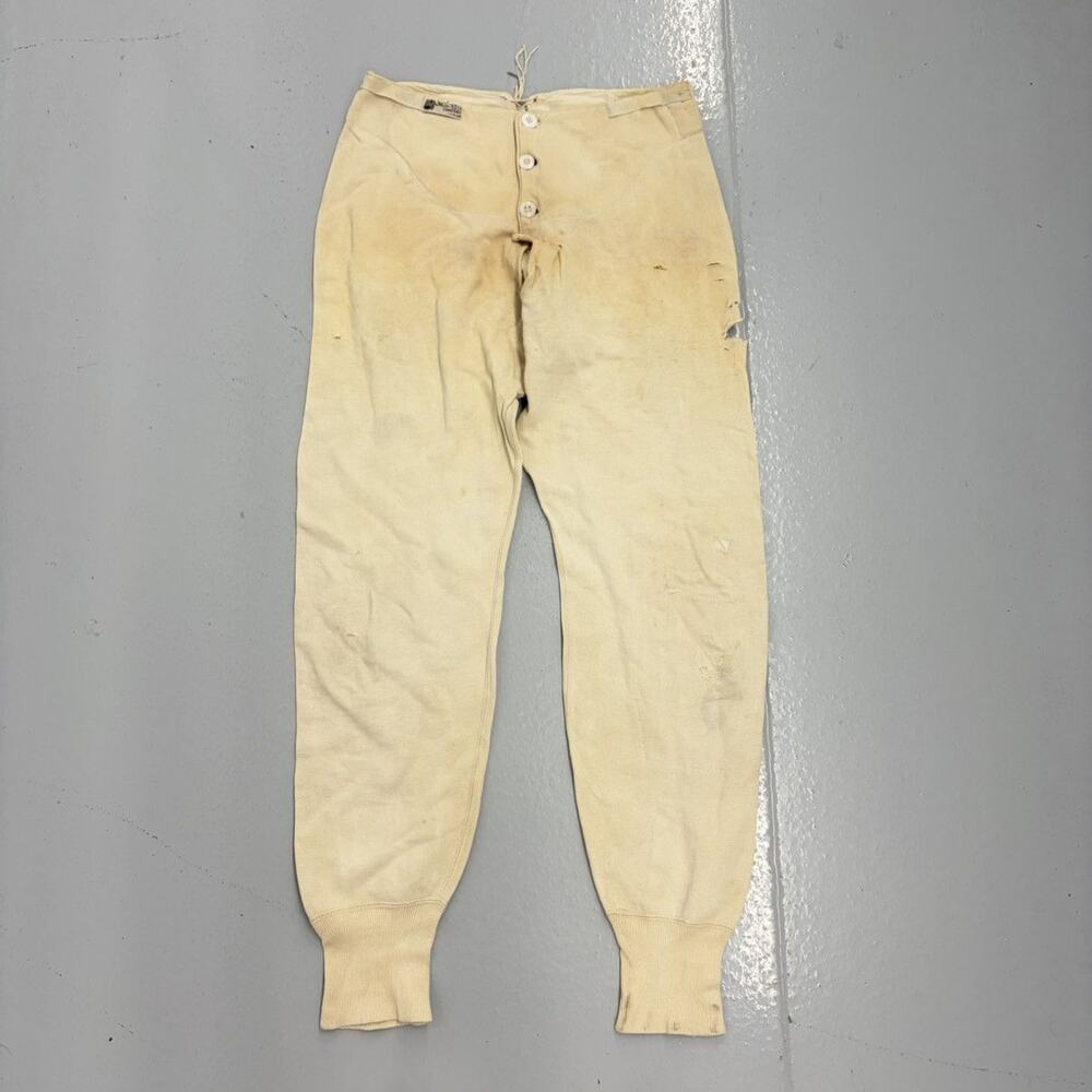 Vintage 40s Wool-Texum Cream Cotton Distressed Pants 28x28